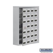 Cell Phone Storage Locker - 7 Door High Unit (8 Inch Deep Compartments) - 28 A Doors (27 usable) - Aluminum - Surface Mounted - Resettable Combination Locks