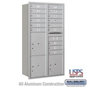 Recessed Mounted 4C Horizontal Mailbox - Maximum Height Unit (57 1/8 Inches) - Double Column - 15 MB1 Doors / 2 PL4.5's and 1 PL5 - Rear Loading - USPS Access