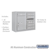 Surface Mounted 4C Horizontal Mailbox Unit (Includes 3706D-05 Mailbox and 3806D Enclosure) - 6 Door High Unit (24 1/2 Inches) - Double Column - 5 MB1 Doors / 1 PL5 - Front Loading - USPS Access