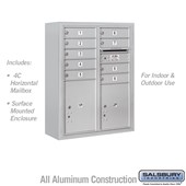 Surface Mounted 4C Horizontal Mailbox Unit (Includes 3710D-09 Mailbox and 3810D Enclosure) - 10 Door High Unit (38 1/2 Inches) - Double Column - 9 MB1 Doors / 1 PL4.5 and 1 PL5 - Front Loading - USPS Access