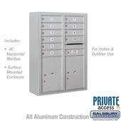 Surface Mounted 4C Horizontal Mailbox Unit (Includes 3711D-10 Mailbox, 3811D Enclosure and Master Commercial Locks) - 11 Door High Unit (42 Inches) - Double Column - 10 MB1 Doors / 2 PL5's