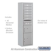 Surface Mounted 4C Horizontal Mailbox Unit (includes 3716S-06 Mailbox and 3816S Enclosure) - Maximum Height Unit (57 3/4 Inches) - Single Column - 6 MB1 Doors / 1 PL3 and 1 PL4.5 - Front Loading - USPS Access