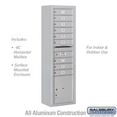 Surface Mounted 4C Horizontal Mailbox Unit (Includes 3716S-09 Mailbox and 3816S Enclosure) - Maximum Height Unit (57 3/4 Inches) - Single Column - 9 MB1 Doors / 1 PL4.5