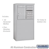 Free-Standing 4C Horizontal Mailbox Unit (Includes 3706D-05 Mailbox and 3906D Enclosure) - 6 Door High Unit (52 7/8 Inches) - Double Column - 5 MB1 Doors / 1 PL5 - Front Loading - USPS Access