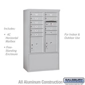Free-Standing 4C Horizontal Mailbox Unit (includes 3710D-10 Mailbox and 3910D Enclosure) - 10 Door High Unit (52 7/8 Inches) - Double Column - 10 MB1 Doors / 1 PL4 and 1 PL4.5 - Front Loading - USPS Access