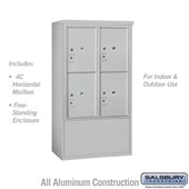 Free-Standing 4C Horizontal Mailbox Unit (Includes 3710D-4P Mailbox and 3910D Enclosure) - 10 Door High Unit (52 7/8 Inches) - Double Column - Stand-Alone Parcel Locker - 4 PL5's- Front Loading - USPS Access