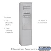 Free-Standing 4C Horizontal Mailbox Unit (Includes 3711S-04 Mailbox and 3911S Enclosure) - 11 Door High Unit (69 3/8 Inches) - Single Column - 4 MB 1 Doors / 1 PL5