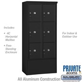 Free-Standing 4C Horizontal Mailbox Unit (Includes 3716D-6P Parcel Locker, 3916D Enclosure and Master Commercial Locks) - Maximum Height Unit (72 1/8 Inches) - Double Column - Stand-Alone Parcel Locker - 2 PL4.5's, 2 PL5's and 2 PL6's