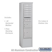 Free-Standing 4C Horizontal Mailbox Unit (includes 3716S-06 Mailbox and 3916S Enclosure) - Maximum Height Unit (72 1/8 Inches) - Single Column - 6 MB1 Doors / 1 PL3 and 1 PL4.5 - Front Loading - USPS Access