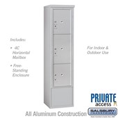 Free-Standing 4C Horizontal Mailbox Unit (Includes 3716S-3P Parcel Locker and 3916S Enclosure) - Maximum Height Unit (72 1/8 Inches) - Single Column - Stand-Alone Parcel Locker - 1 PL4.5, 1 PL5 and 1 PL6 - Private Access