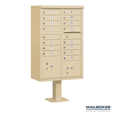 Cluster Box Unit (Includes Pedestal) - 16 A Size Doors - Type III - USPS Access