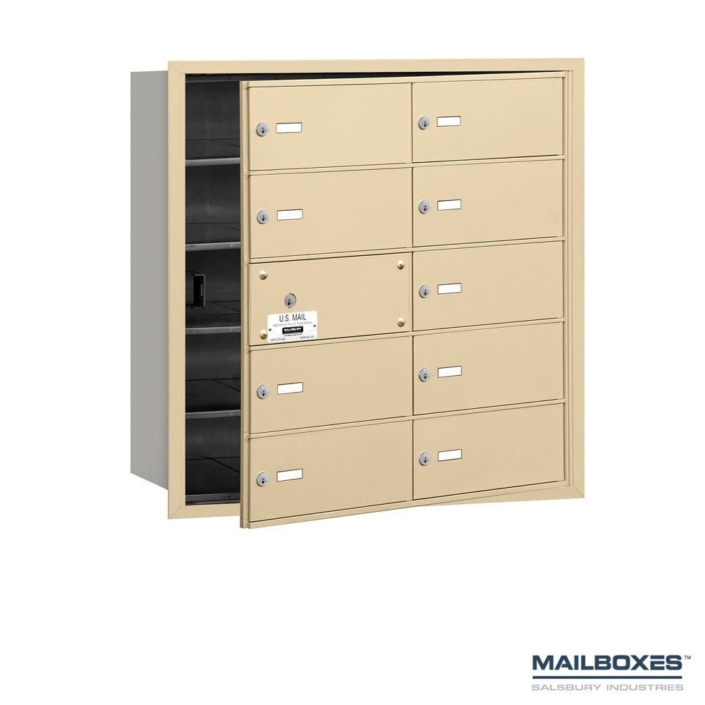 4B+ Horizontal Mailbox (Includes Master Commercial Lock) - 5 Door High Unit - 10 B Doors (9 usable) - Front Loading - Private Access