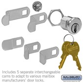 Universal Locks for 4B+ Horizontal and Vertical Style Mailbox Door with 2 Keys Per Lock - 5 Pack