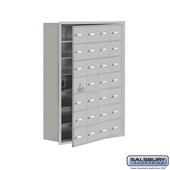 Cell Phone Storage Locker - 7 Door High Unit (8 Inch Deep Compartments) - 28 A Doors (27 usable) - Aluminum - Recessed Mounted - Master Keyed Locks