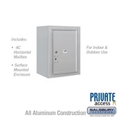 Surface Mounted 4C Horizontal Mailbox Unit (Includes 3706S-1P Parcel Locker, 3806S Enclosure and Master Commercial Lock) - Single Column - 1PL6 - Stand-Alone Parcel Locker