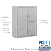 Surface Mounted 4C Horizontal Mailbox Unit (Includes 3710D-4P Parcel Locker, 3810D Enclosure and Master Commercial Locks) - 10 Door High Unit (38 1/2 Inches) - Double Column - Stand-Alone Parcel Locker - 4 PL5's