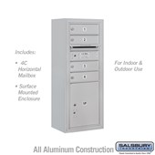 Surface Mounted 4C Horizontal Mailbox Unit (Includes 3710S-04 and 3810S) - 10 Door High Unit (38 1/2 Inches) - Single Column - 4 MB1 Doors / 1 PL4.5 - Front Loading - USPS Access
