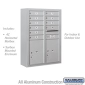 Surface Mounted 4C Horizontal Mailbox Unit (Includes 3711D-10 Mailbox and 3811D Enclosure) - 11 Door High Unit (42 Inches) - Double Column - 10 MB1 Doors / 2 PL5's
