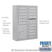 Surface Mounted 4C Horizontal Mailbox Unit (Includes 3711D-15 Mailbox, 3811D Enclosure and Master Commercial Locks) - 11 Door High Unit (42 Inches) - Double Column - 15 MB1 Doors / 1 PL5