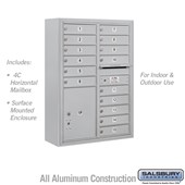 Surface Mounted 4C Horizontal Mailbox Unit (Includes 3711D-15 Mailbox and 3811D Enclosure) - 11 Door High Unit (42 Inches) - Double Column - 15 MB1 Doors / 1 PL5