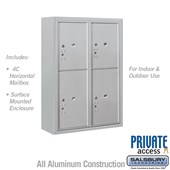 Surface Mounted 4C Horizontal Mailbox Unit (Includes 3711D-4P Parcel Locker, 3816D Enclosure and Master Commercial Locks) - 11 Door High Unit (42 Inches) - Double Column - Stand-Alone Parcel Locker - 2 PL5's and 2 PL6's - Front Loading - Private Access