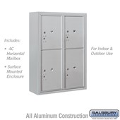 Surface Mounted 4C Horizontal Mailbox Unit (Includes 3711D-4P Parcel Locker and 3816D Enclosure) - 11 Door High Unit (Includes (42 Inches) - Double Column - Stand-Alone Parcel Locker - 2 PL5's and 2 PL6's - Front Loading - USPS Access