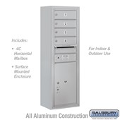 Surface Mounted 4C Horizontal Mailbox Unit (Includes 3711S-04 Mailbox and 3811S Enclosure) - 11 Door High Unit (42 Inches) - Single Column - 4 MB 1 Doors / 1 PL5