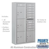 Surface Mounted 4C Horizontal Mailbox Unit (includes 3716D-10 Mailbox, 3816D Enclosure and Master Commercial Locks) - Maximum Height Unit (57 3/4 Inches) - Double Column - 10 MB1 Doors / 2 PL4.5's and 2 PL5's - Front Loading - Private Access