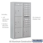 Surface Mounted 4C Horizontal Mailbox Unit (includes (includes 3716D-10 Mailbox and 3816D Enclosure) - Maximum Height Unit (57 3/4 Inches) - Double Column - 10 MB1 Doors / 2 PL4.5's and 2 PL5's - Front Loading - USPS Access