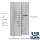 Surface Mounted 4C Horizontal Mailbox Unit (Includes 3716D-20 Mailbox, 3816D Enclosure and Master Commercial Locks) - Maximum Height Unit (57 3/4 Inches) - Double Column - 20 MB1 Doors / 2 PL4.5's