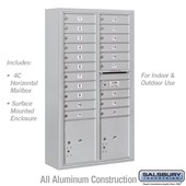 Surface Mounted 4C Horizontal Mailbox Unit (Includes 3716D-20 Mailbox and 3816D Enclosure) - Maximum Height Unit (57 3/4 Inches) - Double Column - 20 MB1 Doors / 2 PL4.5's