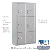 Surface Mounted 4C Horizontal Mailbox Unit (Includes 3716D-6P Parcel Locker, 3816D Enclosure and Master Commercial Locks) - Maximum Height Unit (57-3/4 Inches) - Double Column - Stand-Alone Parcel Locker - 2 PL4.5's, 2 PL5's and 2 PL6's