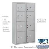 Surface Mounted 4C Horizontal Mailbox Unit (Includes 3716D-8P Parcel Locker, 3816D Enclosure and Master Commercial Locks) - Maximum Height Unit (57 3/4 Inches) - Double Column - Stand-Alone Parcel Locker - 2 PL3's, 4 PL4's and 2 PL4.5's - Front Loading - Private Access