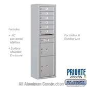 Surface Mounted 4C Horizontal Mailbox Unit (includes 3716S-06 Mailbox, 3816S Enclosure and Master Commercial Locks) - Maximum Height Unit (57 3/4 Inches) - Single Column - 6 MB1 Doors / 1 PL3 and 1 PL4.5 - Front Loading - Private Access