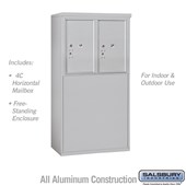 Free-Standing 4C Horizontal Mailbox Unit (Includes 3706D-2P Parcel Locker and 3906D Enclosure) - 6 Door High Unit (52 7/8 Inches) - Double Column - Stand-Alone Parcel Locker - 2 PL6's