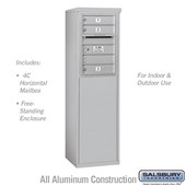 Free-Standing 4C Horizontal Mailbox Unit (Includes 3706S-03 Mailbox and 3906S Enclosure) - 6 Door High Unit (52 7/8 Inches) - Single Column - 3 MB1 Doors - Front Loading - USPS Access
