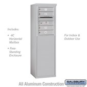 Free-Standing 4C Horizontal Mailbox Unit (Includes 3706S-04 Mailbox and 3906S Enclosure) - 6 Door High Unit (52 7/8 Inches) - Single Column - 4 MB1 Doors