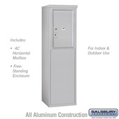 Free-Standing 4C Horizontal Mailbox Unit (Includes 3706S-1P Parcel Locker, 3906S Enclosure) - 6 Door High Unit (52 7/8 Inches) - Single Column - Stand-Alone Parcel Locker