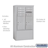 Free-Standing 4C Horizontal Mailbox Unit (Includes 3710D-06 Mailbox and 3910D Enclosure) - 10 Door High Unit (52 7/8 Inches) - Double Column - 6 MB1 Doors / 2 PL6's - Front Loading - USPS Access