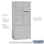 Free-Standing 4C Horizontal Mailbox Unit (Includes 3711D-15 Mailbox and 3911D Enclosure) - 11 Door High Unit (69 3/8 Inches) - Double Column - 15 MB1 Doors / 1 PL5