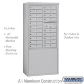 Free-Standing 4C Horizontal Mailbox Unit (Includes 3711D-20 Mailbox and 3911D Enclosure) - 11 Door High Unit (69-3/8 Inches) - Double Column - 20 MB1 Doors - USPS Access