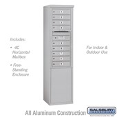 Free-Standing 4C Horizontal Mailbox Unit (Includes 3711S-09 Mailbox and 3911S Enclosure) - 11 Door High Unit (69 3/8 Inches) - Single Column - 9 MB1 Doors