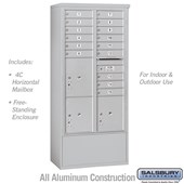 Free-Standing 4C Horizontal Mailbox Unit (includes 3716D-15 Mailbox and 3916D Enclosure) - Maximum Height Unit (72 1/8 Inches) - Double Column - 15 MB1 Doors / 2 PL4.5's and 1 PL5 - Front Loading - USPS Access