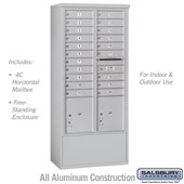 Free-Standing 4C Horizontal Mailbox Unit (Includes 3716D-20 Mailbox and 3916D Enclosure) - Maximum Height Unit (72 1/8 Inches) - Double Column - 20 MB1 Doors / 2 PL4.5's