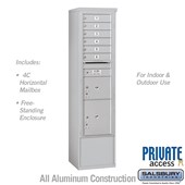 Free-Standing 4C Horizontal Mailbox Unit (includes 3716S-06 Mailbox and 3916S Enclosure) - Maximum Height Unit (72 1/8 Inches) - Single Column - 6 MB1 Doors / 1 PL3 and 1 PL4.5 - Front Loading - Private Access