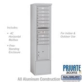 Free-Standing 4C Horizontal Mailbox Unit (Includes 3716S-09 Mailbox and 3916S Enclosure) - Maximum Height Unit (72 1/8 Inches) - Single Column - 9 MB1 Doors / 1 PL4.5 - Private Access