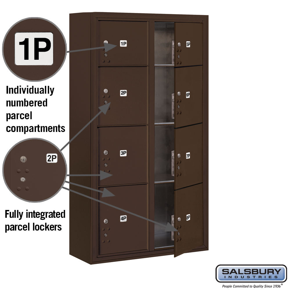 4C Surface Mounted Parcel Locker Bronze USPS 8 Doors