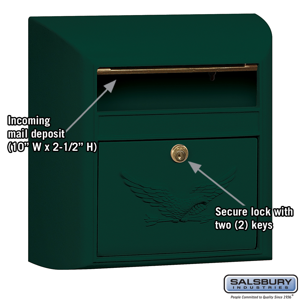 Modern Mailbox Eagle Door Green