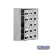Cell Phone Storage Locker - with Front Access Panel - 5 Door High Unit (8 Inch Deep Compartments) - 15 A Doors (14 usable) - Surface Mounted - Resettable Combination Locks