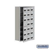 Cell Phone Storage Locker - with Front Access Panel - 7 Door High Unit (8 Inch Deep Compartments) - 21 A Doors (20 usable) - Recessed Mounted - Resettable Combination Locks
